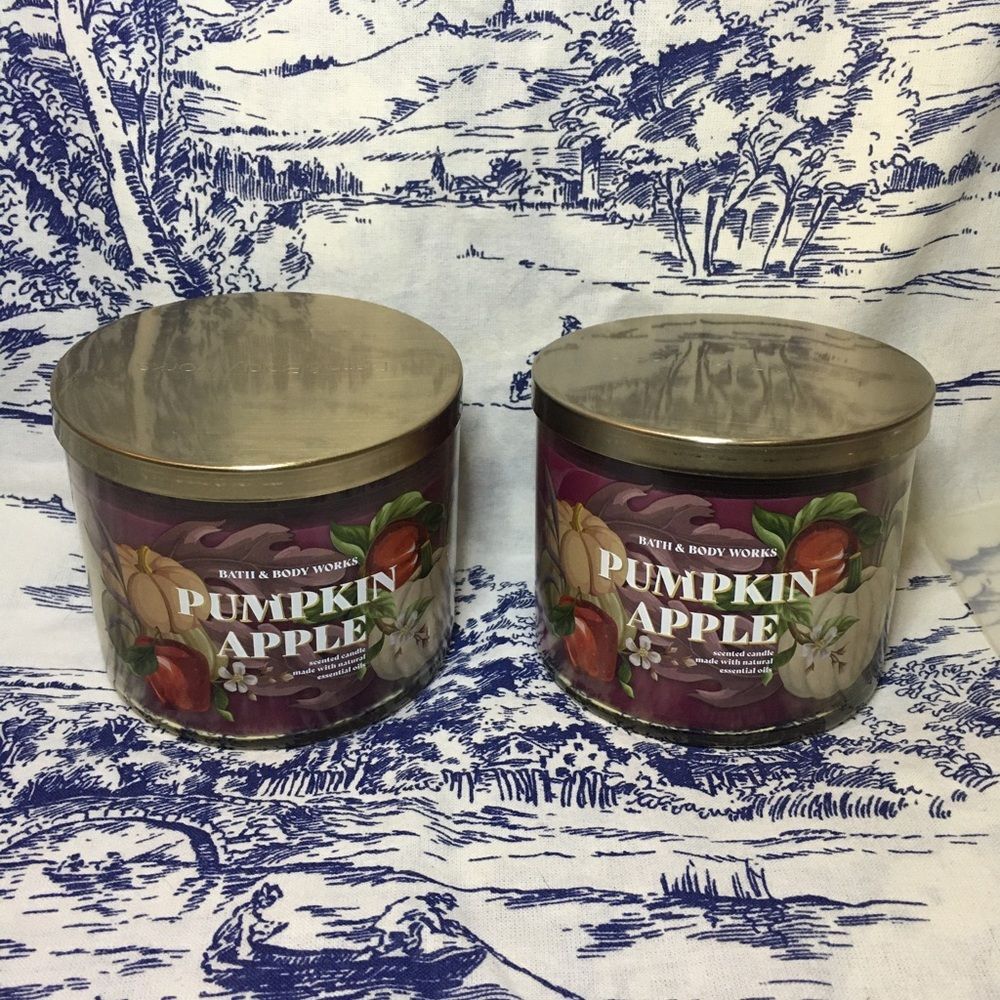 TWO (2) piece bundle of Bath and body Works pumpkin apple three wick candles